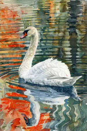 Zwaan In Water schilderij Lage Kosten